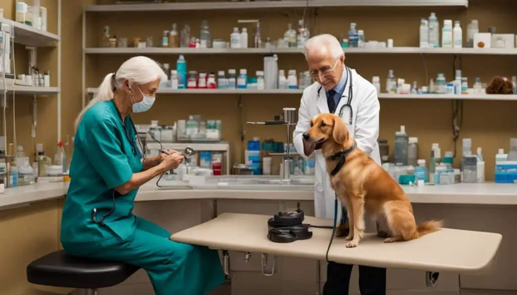 Senior dog receiving veterinary care