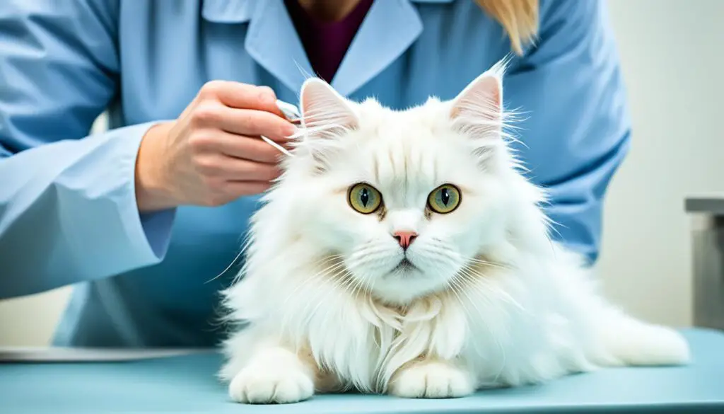 veterinarian examining a cat